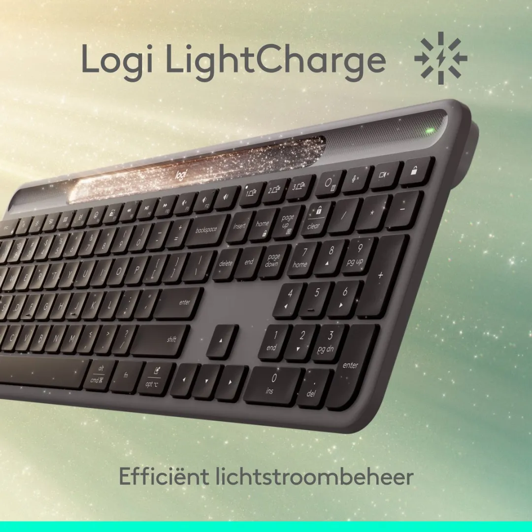 Logitech Signature Slim Solar+ K980 Toetsenbord - QWERTY ISO - Graphite