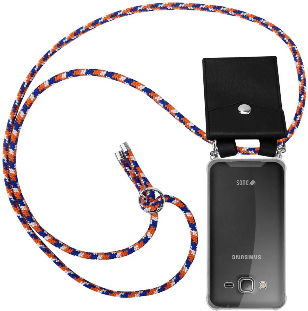 Cadorabo Hoesje geschikt voor Samsung Galaxy J3 2016 in ORANJE BLAUW WIT