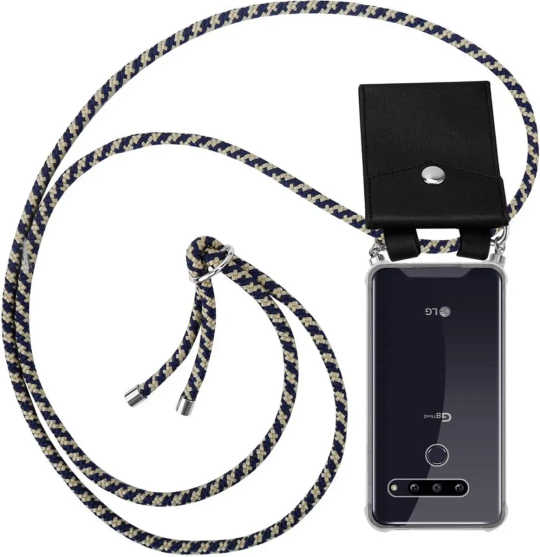 Cadorabo Hoesje geschikt voor LG G8 ThinQ in DONKER BLAUW GEEL