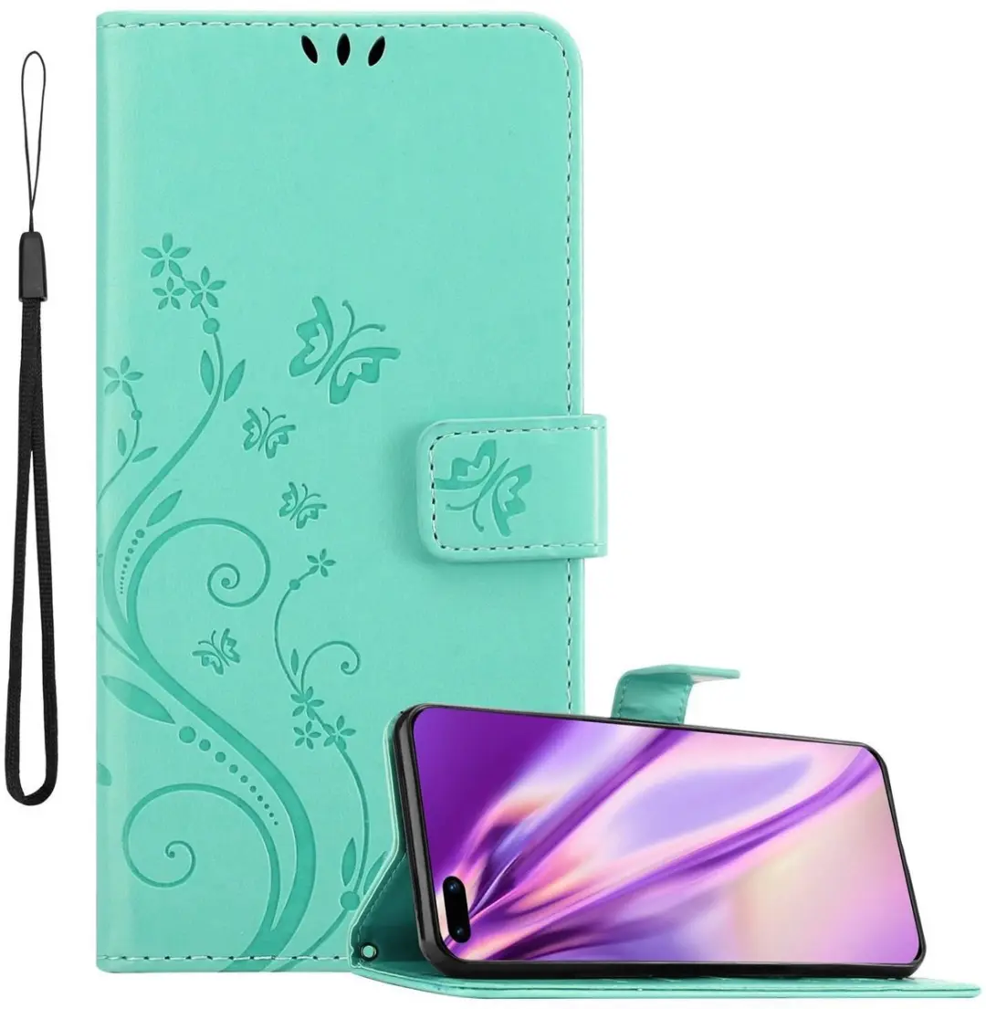 Cadorabo Hoesje geschikt voor Huawei P40 PRO / P40 PRO+ in BLOEMEN TURKOOIS