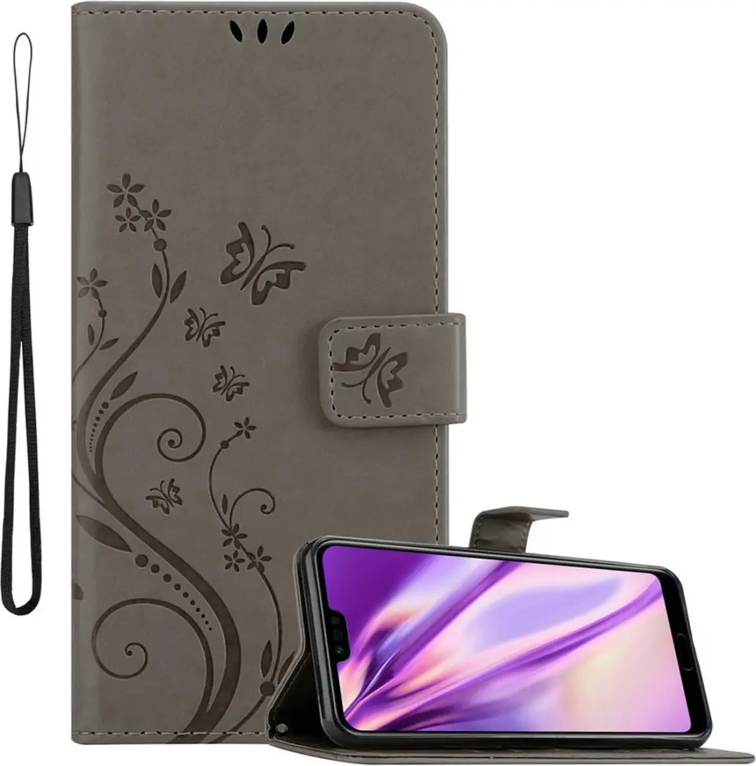 Cadorabo Hoesje geschikt voor Honor 10 in BLOEMEN GRIJS
