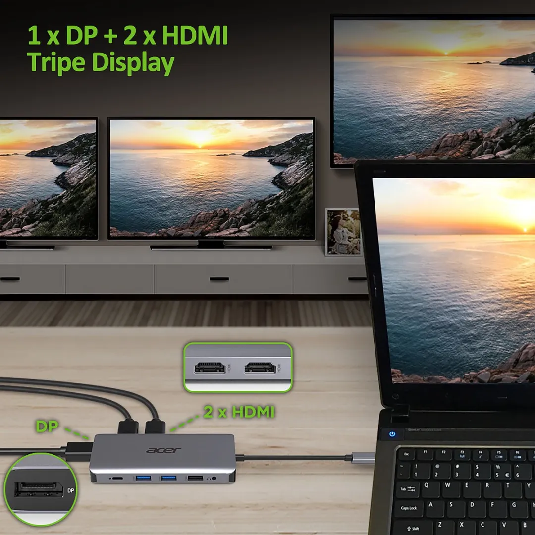 Acer 12-in-1 HP.DSCAB.009 Docking Station - 4K HDMI - Zilver