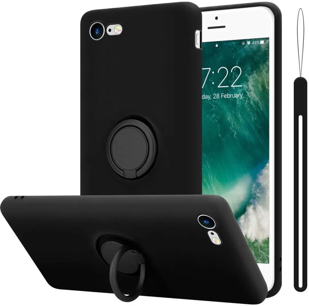 Cadorabo Hoesje geschikt voor Apple iPhone 7 / 7S / 8 / SE 2020 in LIQUID ZWART