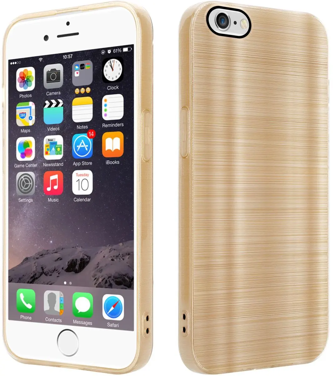 Cadorabo Hoesje geschikt voor Apple iPhone 6 / 6S in Brushed Goud