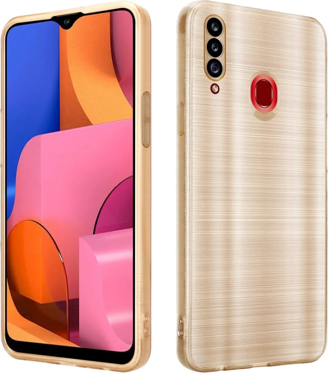 Cadorabo Hoesje geschikt voor Samsung Galaxy A20s in Brushed Goud