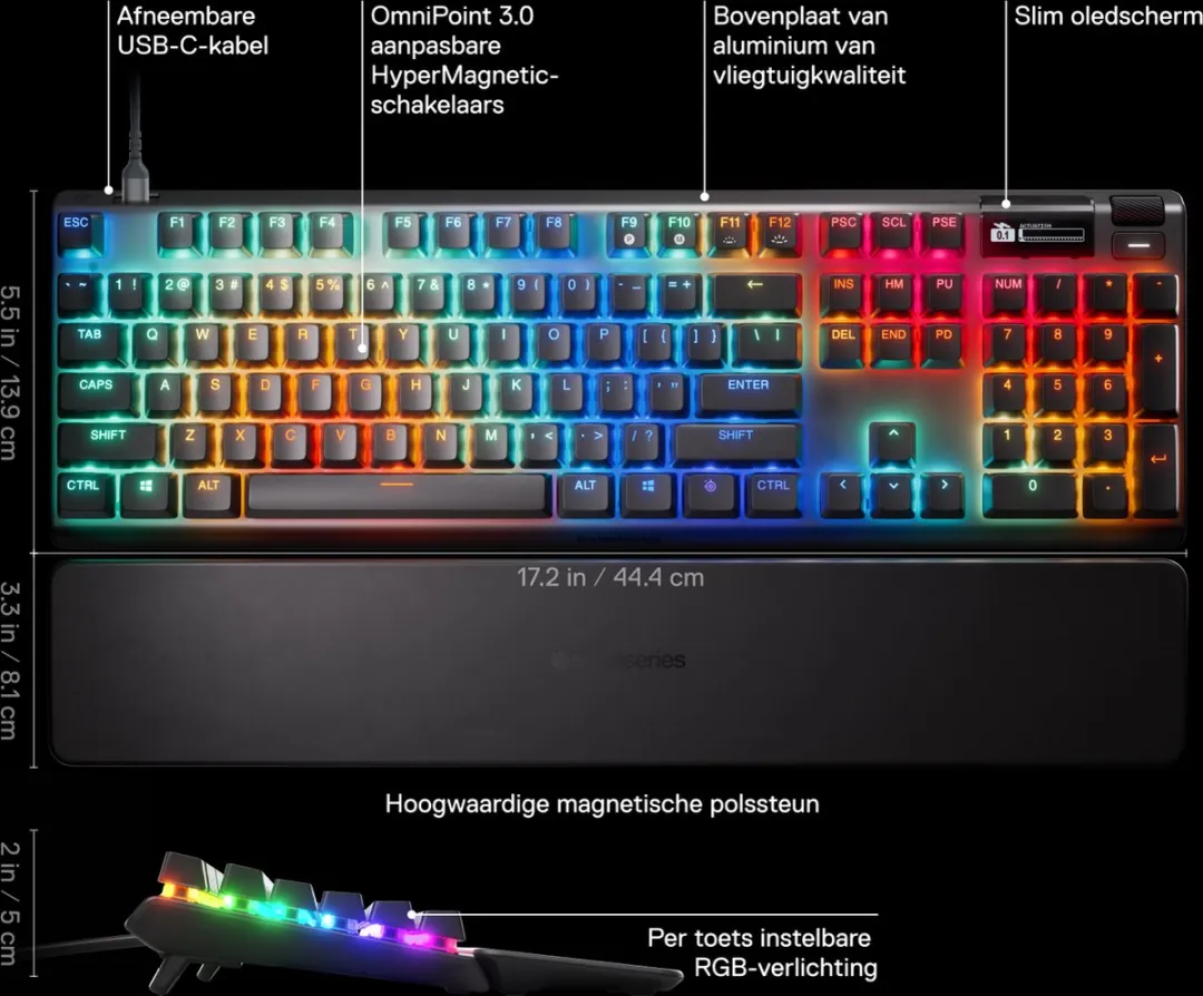 SteelSeries Apex Pro Gen 3 64660 Gamingtoetsenbord - US Layout - Zwart