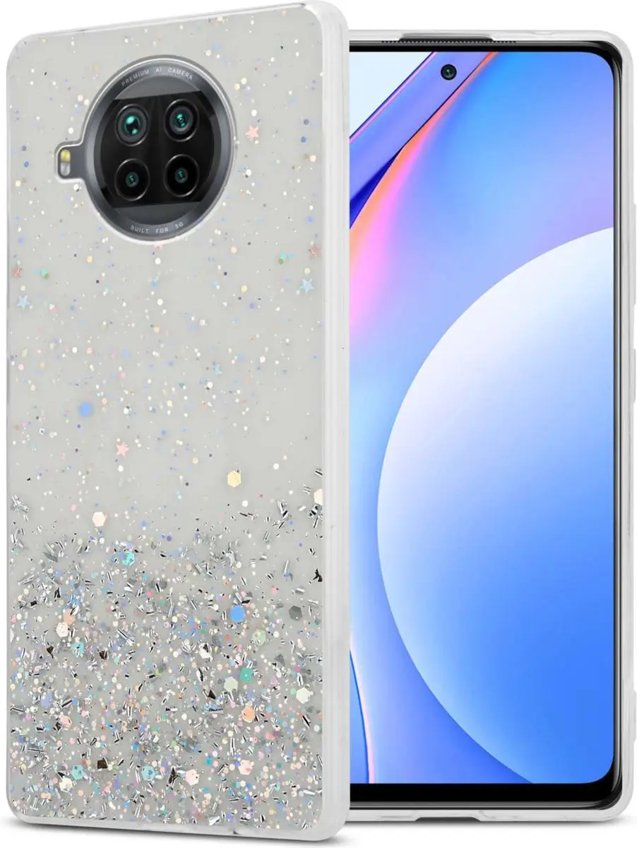Cadorabo Hoesje geschikt voor Xiaomi Mi 10T LITE in Transparant met Glitter