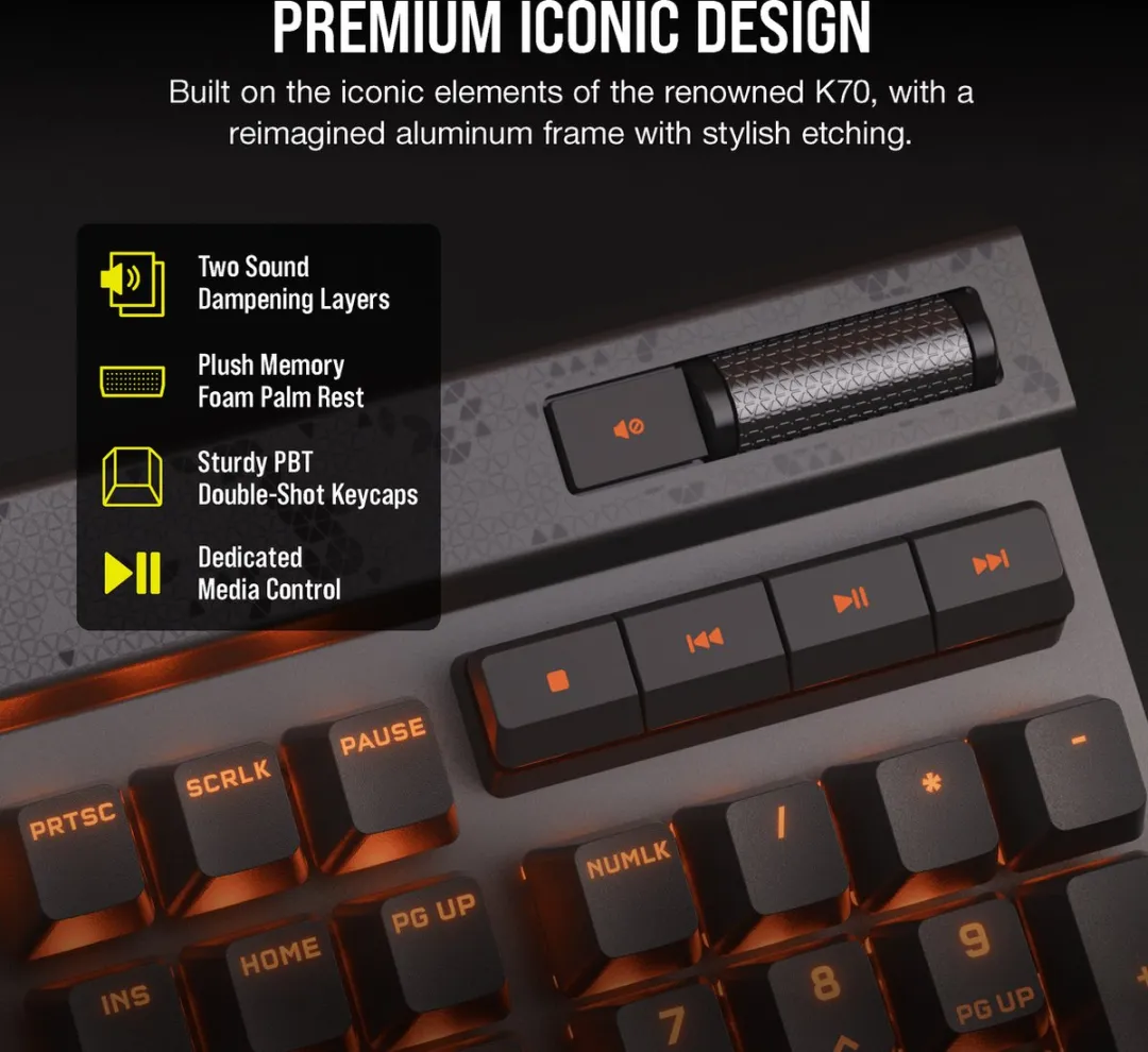 Corsair K70 MAX CH-910961G-NA Mechanisch Gaming Toetsenbord - Staalgrijs