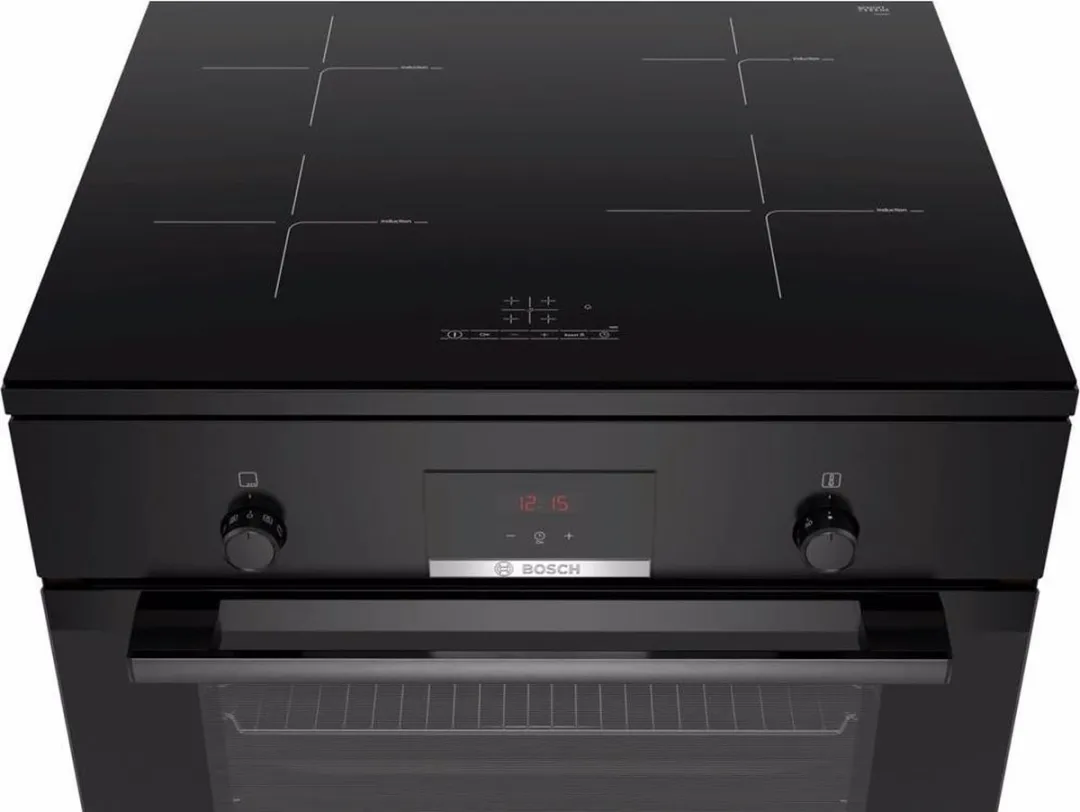 Bosch HLN39A060U - Serie 4 - Fornuis - Vrijstaande Inductiefornuis - 3D Hetelucht: gelijkmatige luchtverdeling -Zwart