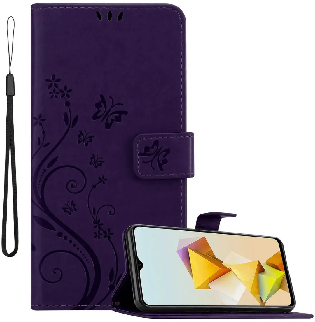 Cadorabo Hoesje geschikt voor ZTE Blade A73 5G in BLOEMEN DONKER PAARS