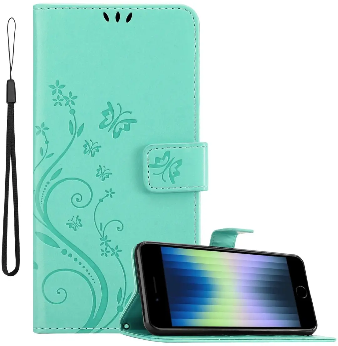 Cadorabo Hoesje geschikt voor iPhone SE4 in BLOEMEN TURKOOIS