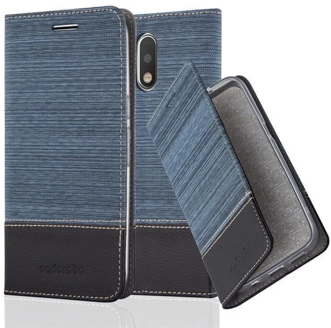 Cadorabo Hoesje geschikt voor Motorola MOTO G4 / G4 PLUS in DONKERBLAUW ZWART - Beschermhoes met magnetische sluiting, standfunctie en kaartvakje Book Case Cover Etui