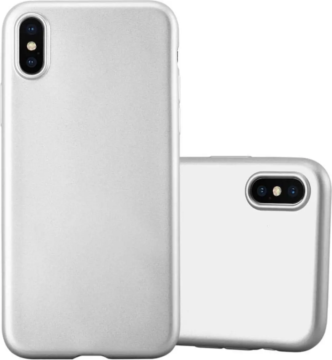 Cadorabo Hoesje geschikt voor Apple iPhone X / XS in METALLIC ZILVER