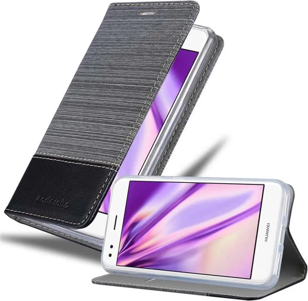 Cadorabo Hoesje geschikt voor Huawei Enjoy 7 in GRIJS ZWART