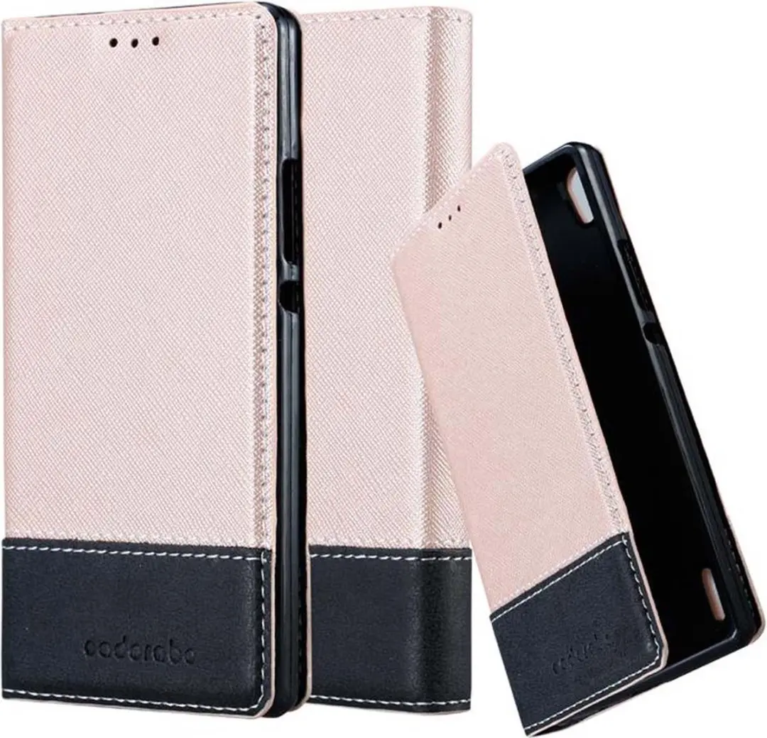 Cadorabo Hoesje geschikt voor Huawei ASCEND P7 in ROSE GOUD ZWART