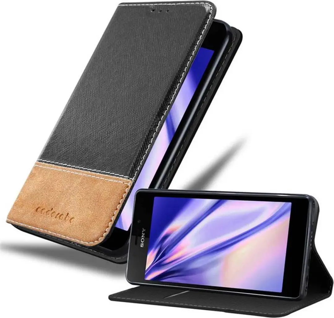 Cadorabo Hoesje geschikt voor Sony Xperia M2 / M2 AQUA in ZWART BRUIN
