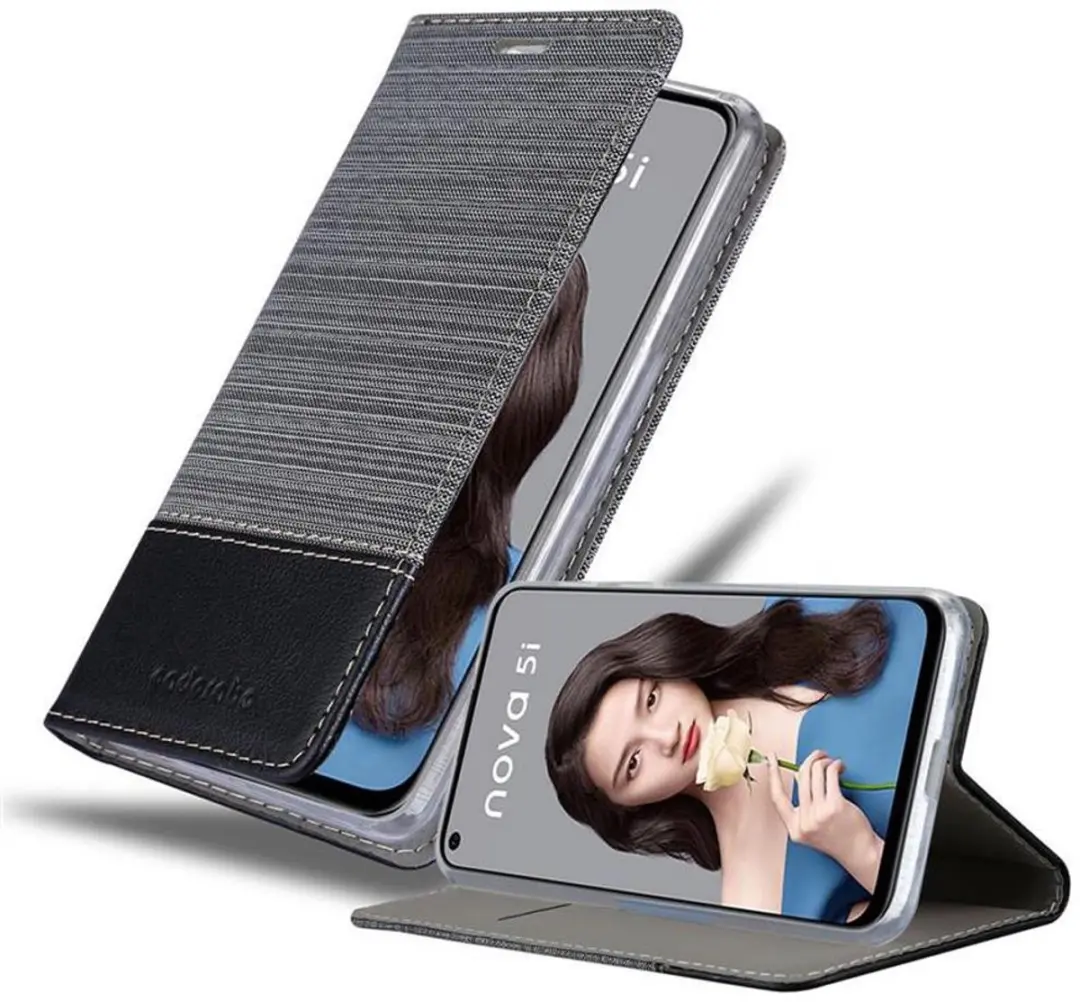 Cadorabo Hoesje geschikt voor Huawei NOVA 5i / P20 LITE 2019 in GRIJS ZWART