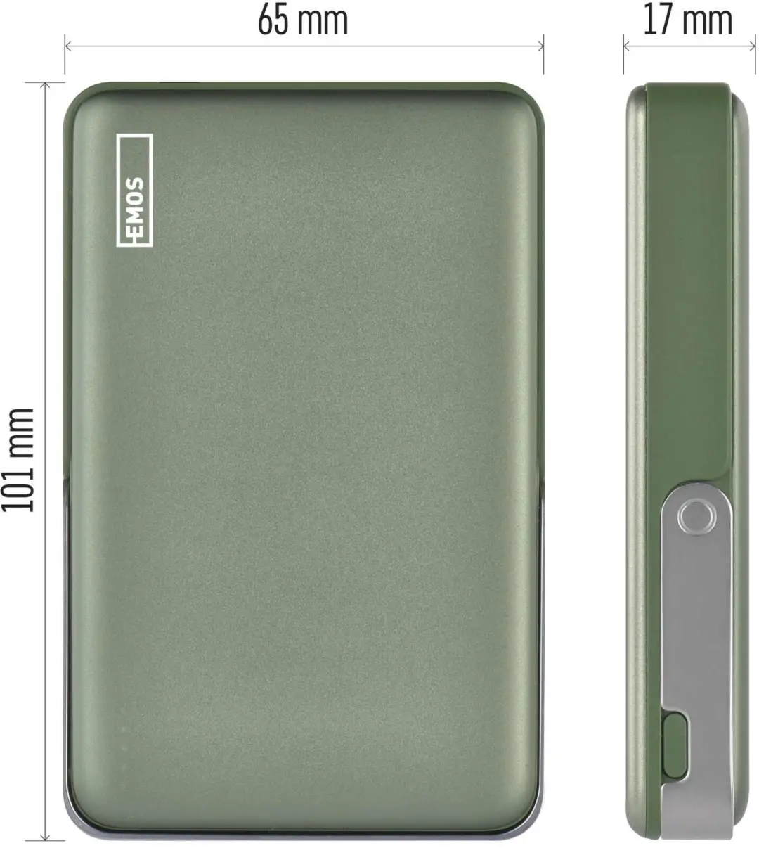 Emos WI1031 Powerbank 10.000mAh 20W - Legergroen - afbeelding 6 van 6