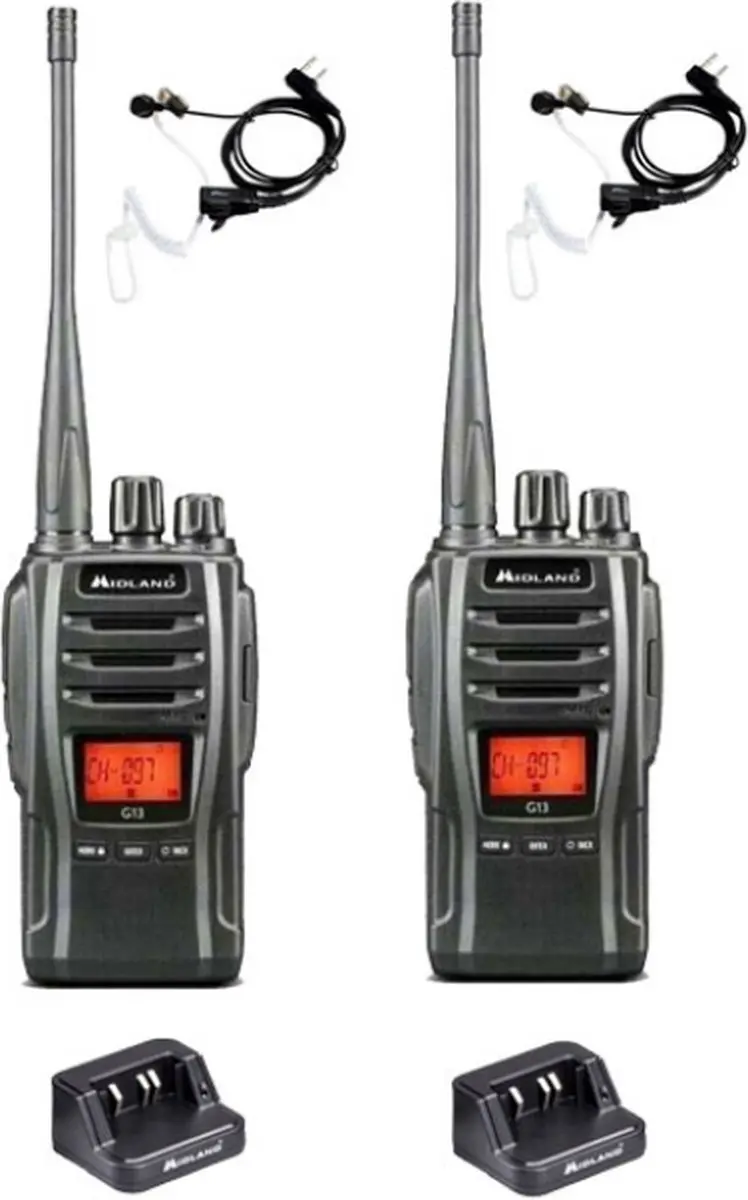 Set van 2 Midland G13 PRO UHF PMR446 / LPD69 robuuste professionele Portofoon me