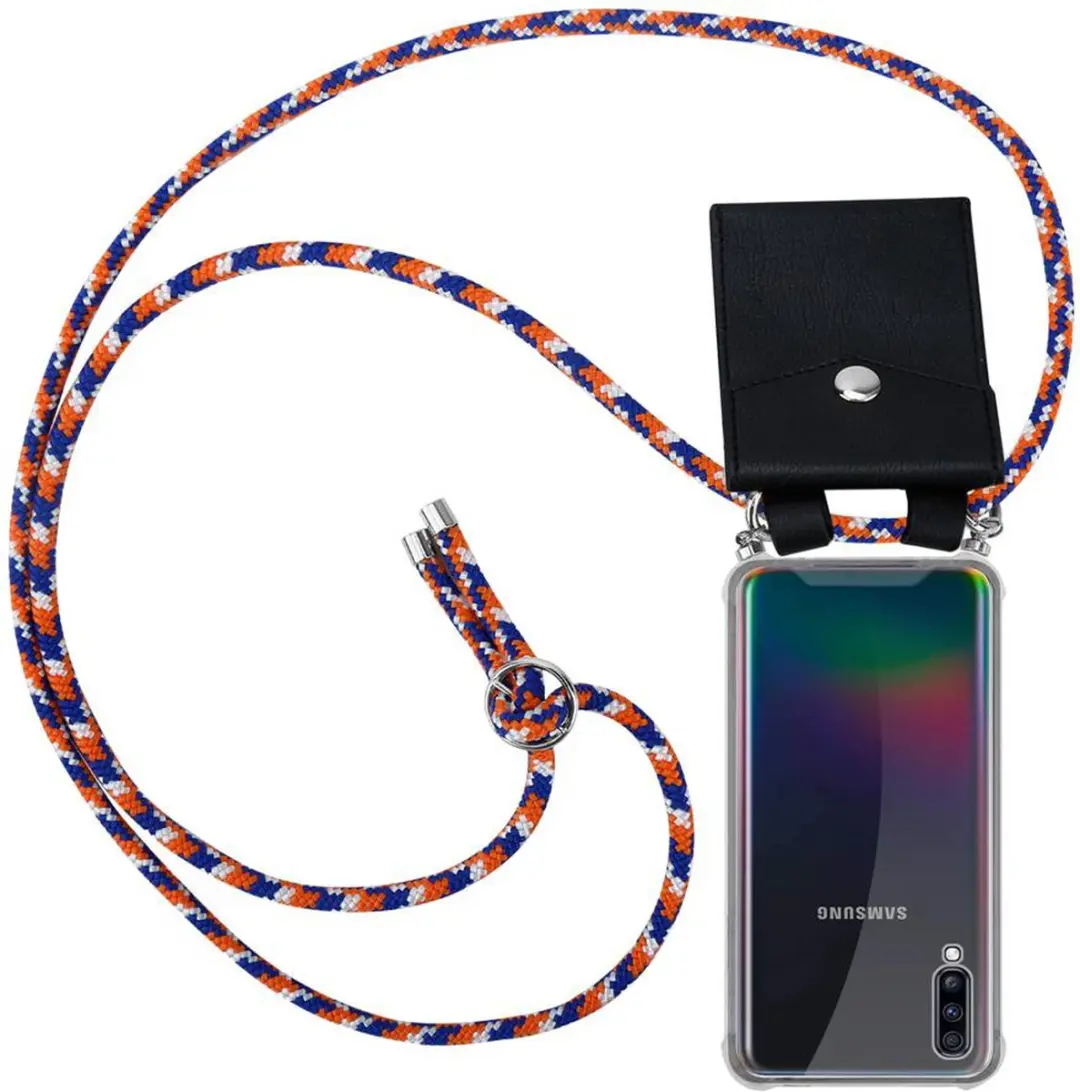 Cadorabo Hoesje geschikt voor Samsung Galaxy A70 / A70s in ORANJE BLAUW WIT