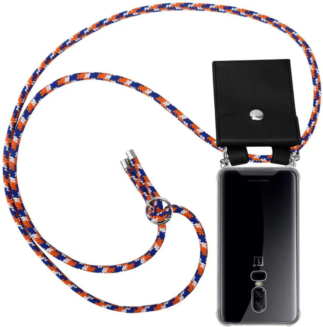Cadorabo Hoesje geschikt voor OnePlus 6 in ORANJE BLAUW WIT