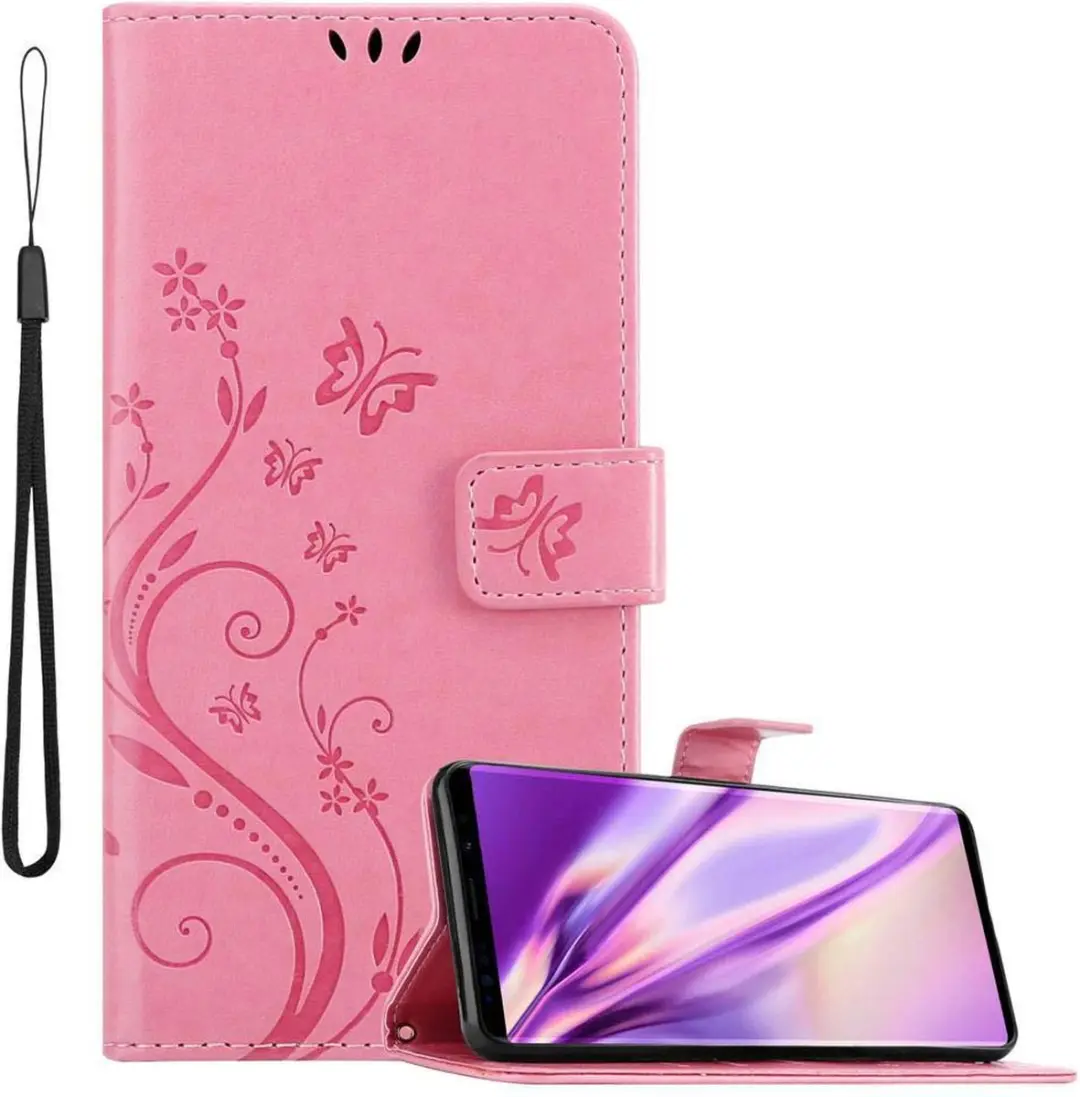 Cadorabo Hoesje geschikt voor Samsung Galaxy NOTE 9 in BLOEMEN ROZE