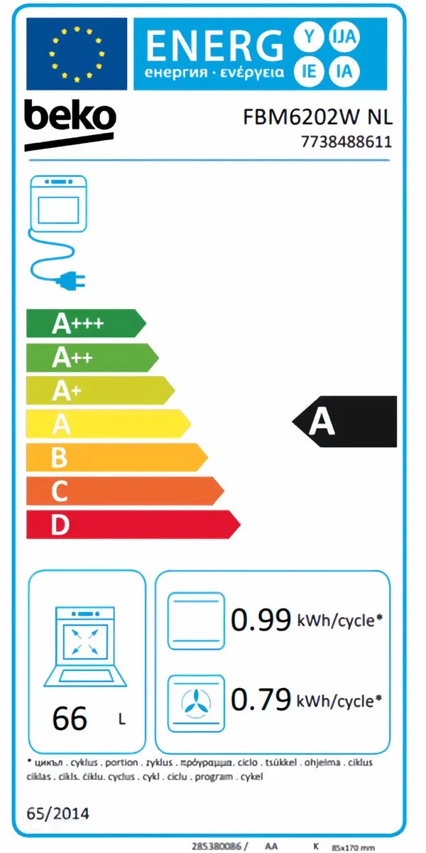Beko FBM6202WNL - AeroPerfect - Gasfornuis met elektrische oven - 66 liter