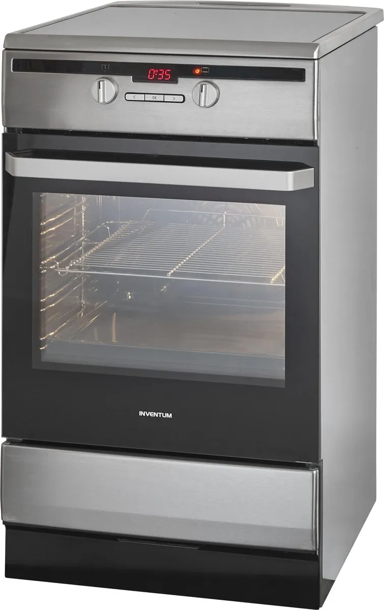 Inventum VFI5042RVS - Vrijstaand inductie fornuis - Elektrische oven - 4 kookzones - 50 cm - 65 liter - RVS/Zwart