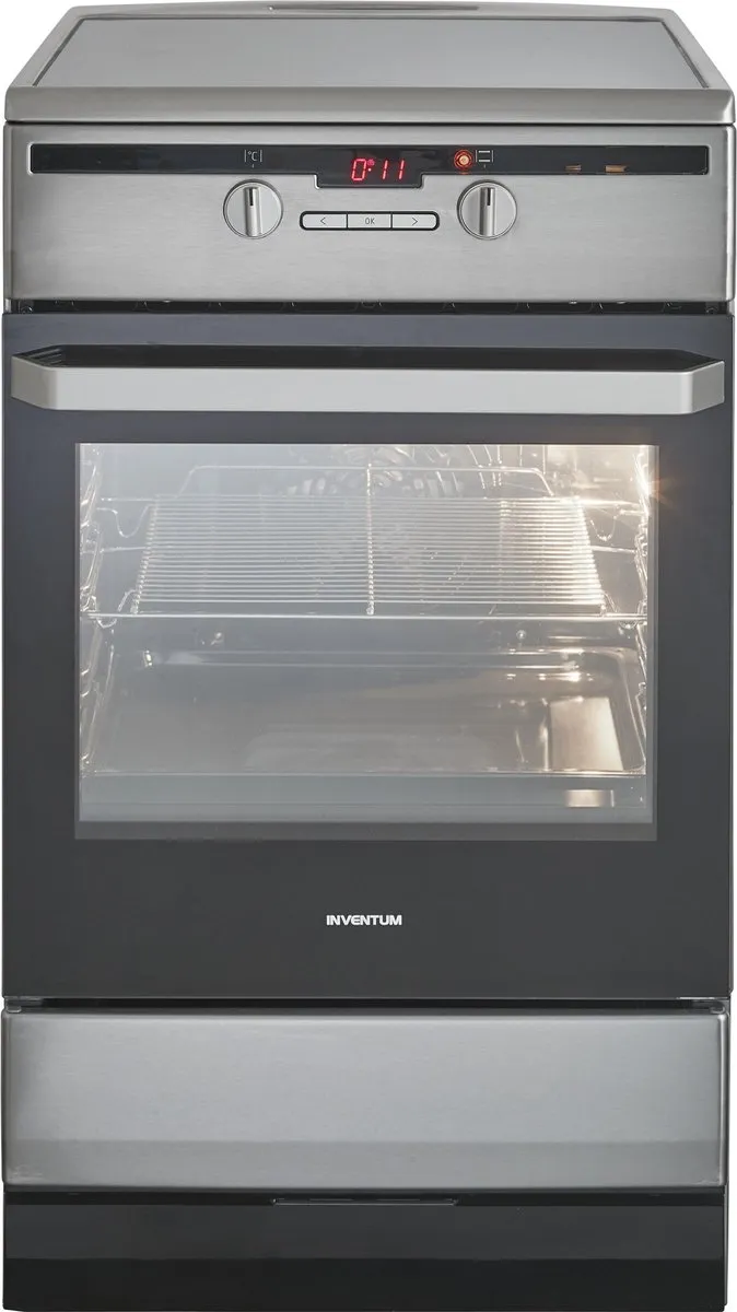 Inventum VFI5042RVS - Vrijstaand inductie fornuis - Elektrische oven - 4 kookzones - 50 cm - 65 liter - RVS/Zwart