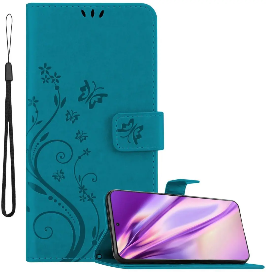 Cadorabo Hoesje geschikt voor Samsung Galaxy S21 ULTRA in BLOEMEN BLAUW