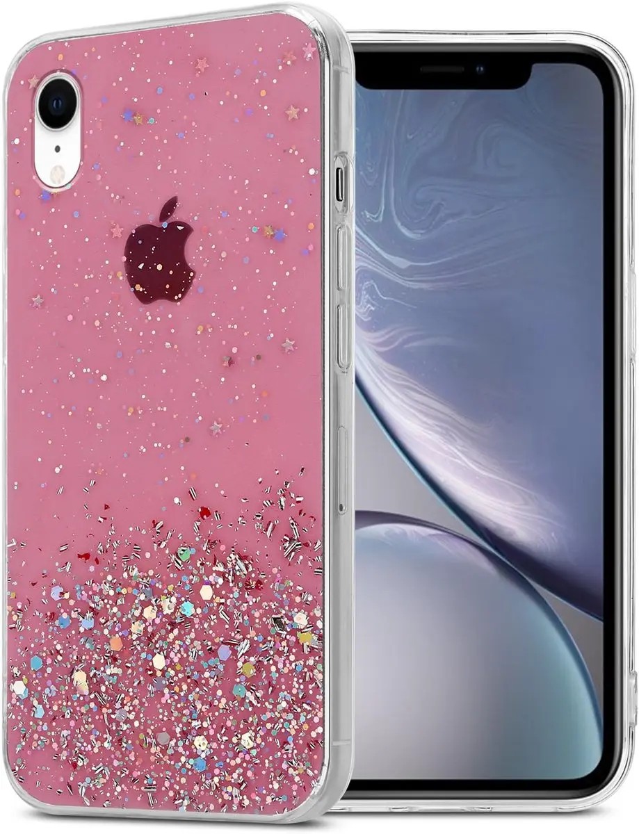 Cadorabo Hoesje geschikt voor Apple iPhone XR in Roze met Glitter