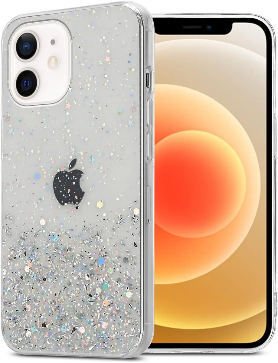 Cadorabo Hoesje geschikt voor Apple iPhone 12 MINI in Transparant met Glitter