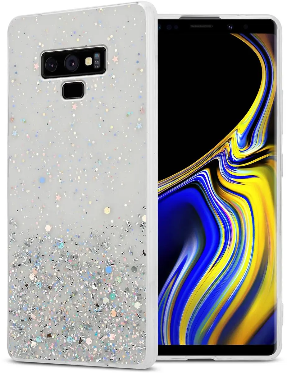 Cadorabo Hoesje geschikt voor Samsung Galaxy NOTE 9 in Transparant met Glitter