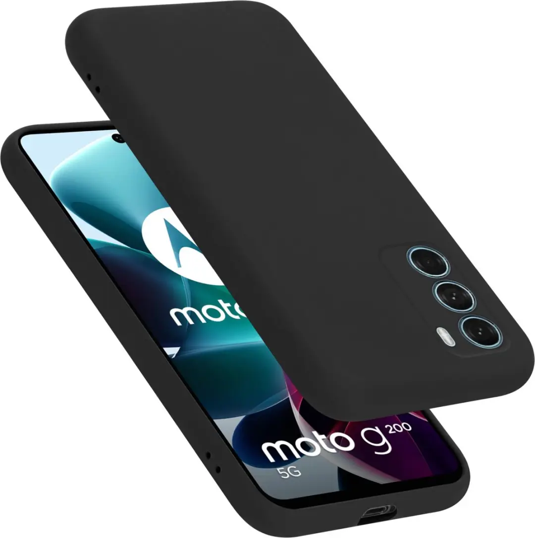 Cadorabo Hoesje geschikt voor Motorola MOTO G200 5G in LIQUID ZWART