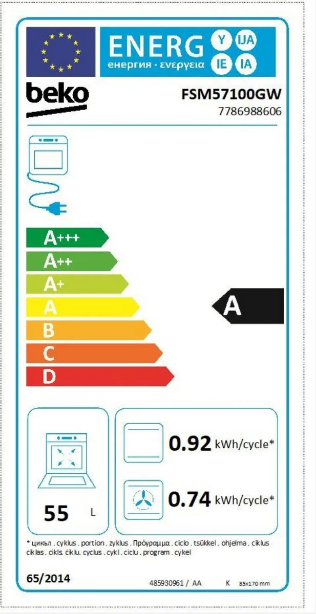 Beko FSM57100GW Keramisch Fornuis 50cm - 4 Kookzones