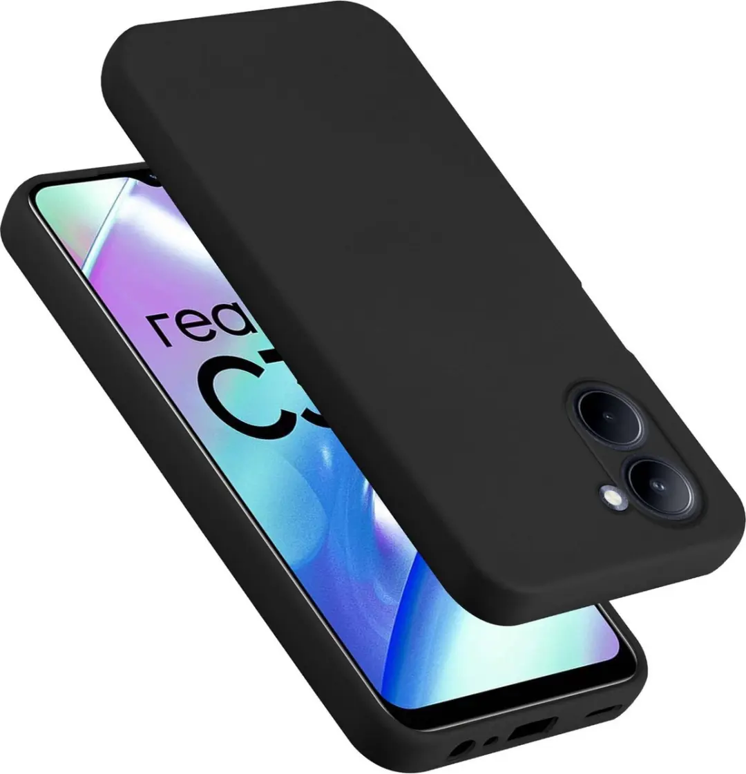 Cadorabo Hoesje geschikt voor Realme C33 in LIQUID ZWART