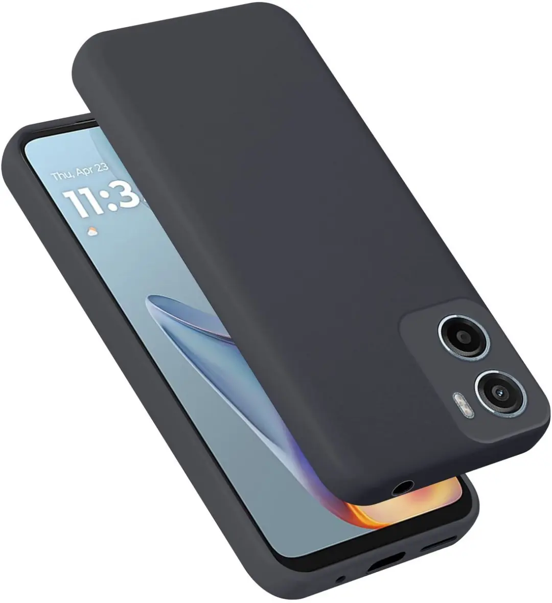 Cadorabo Hoesje geschikt voor Motorola Moto E15 Case in Liquid Zwart Beschermhoe