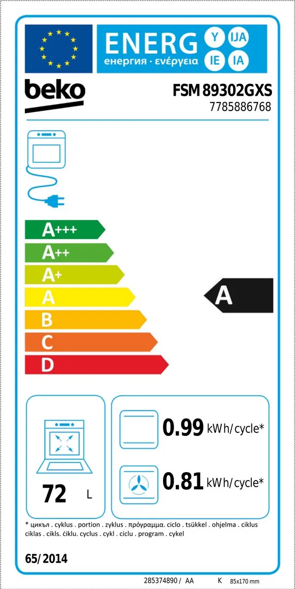 Beko FSM89302GXS Inductiefornuis 4 Zones - 3 Fasen