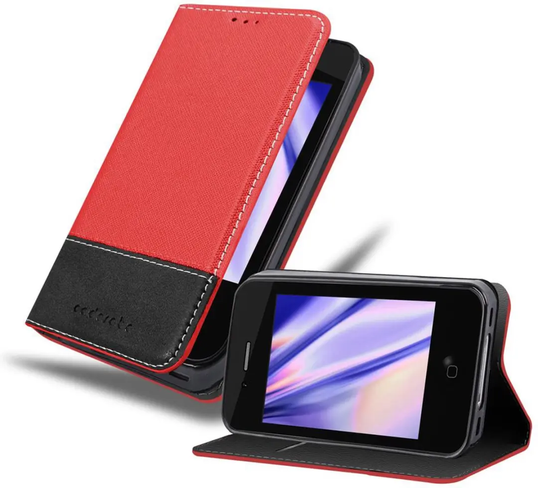Cadorabo Hoesje geschikt voor Apple iPhone 4 / 4S in ROOD ZWART