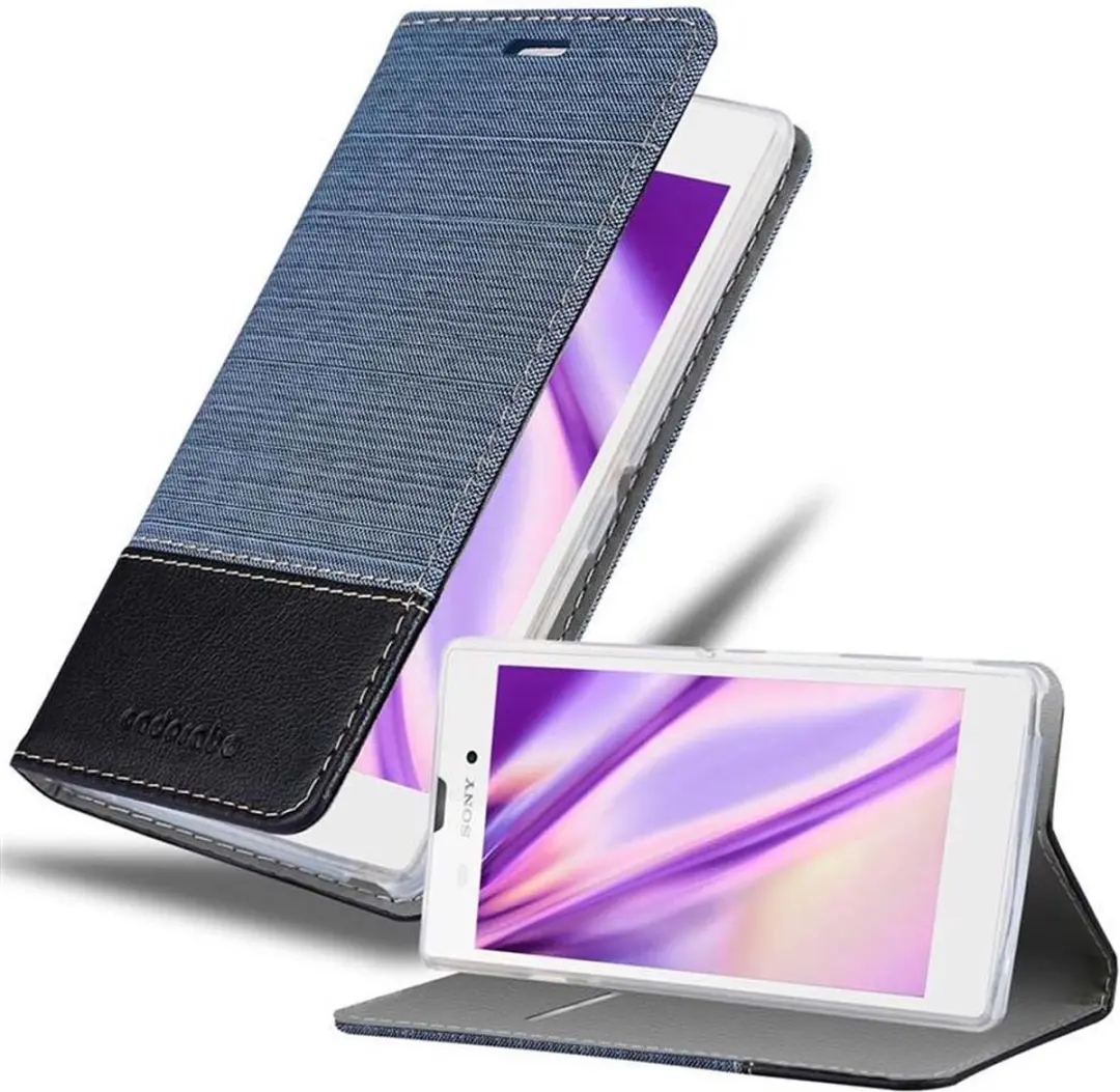 Cadorabo Hoesje geschikt voor Sony Xperia T3 in DONKERBLAUW ZWART