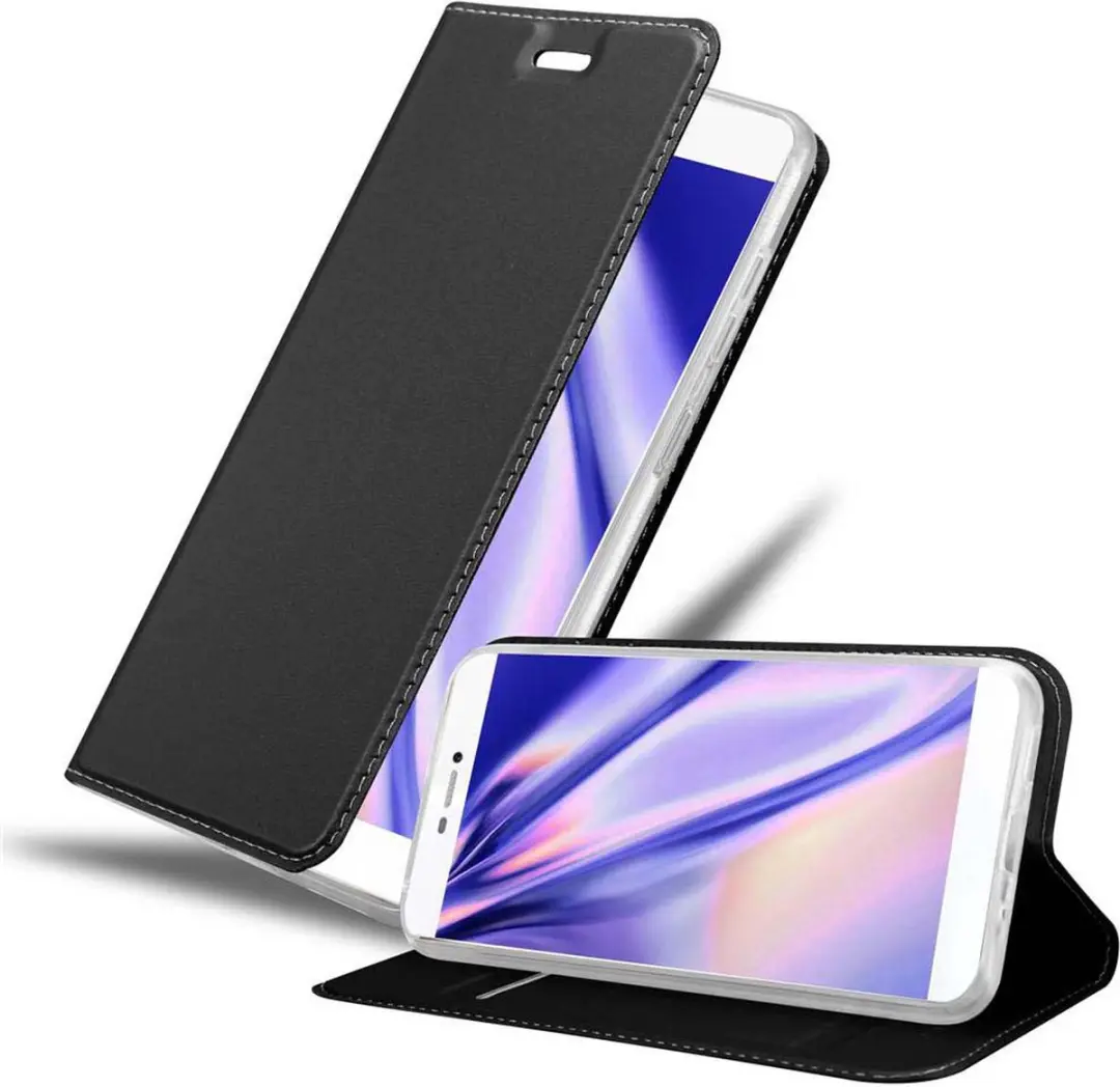 Cadorabo Hoesje geschikt voor Huawei P8 in CLASSY ZWART