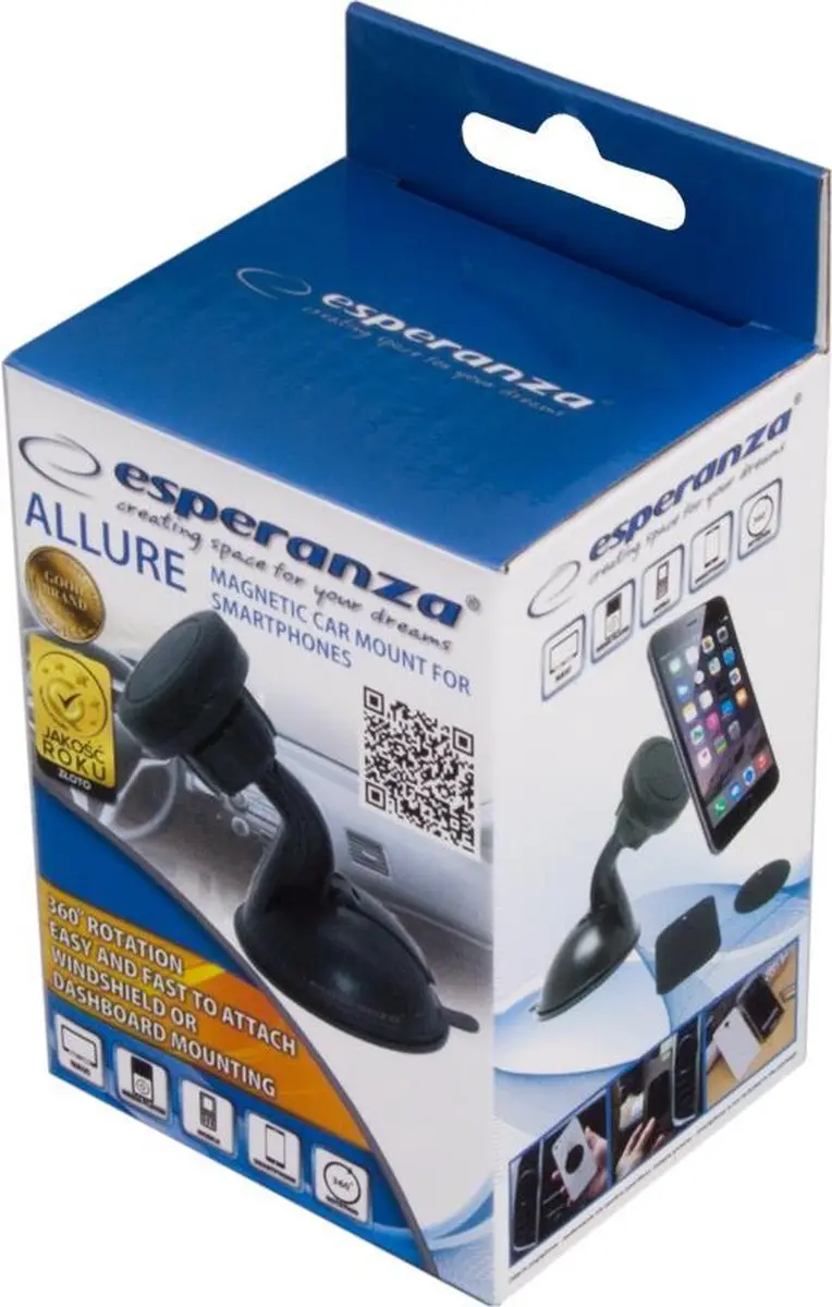 Esperanza EMH119 Magnetische Smartphonehouder - Zwart - afbeelding 2 van 5