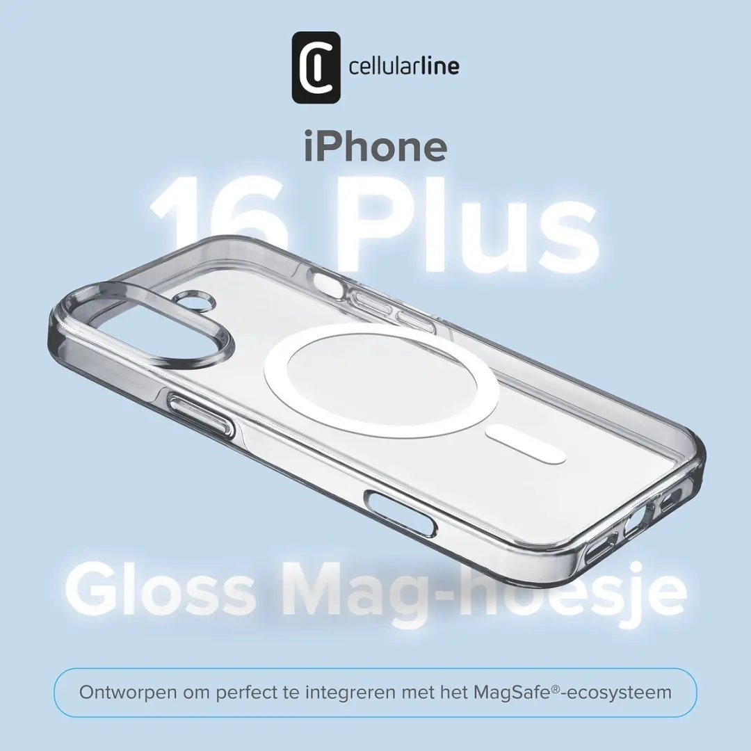 Cellularline Gloss MAG Hoesje iPhone 16 Plus - Transparant - afbeelding 5 van 6