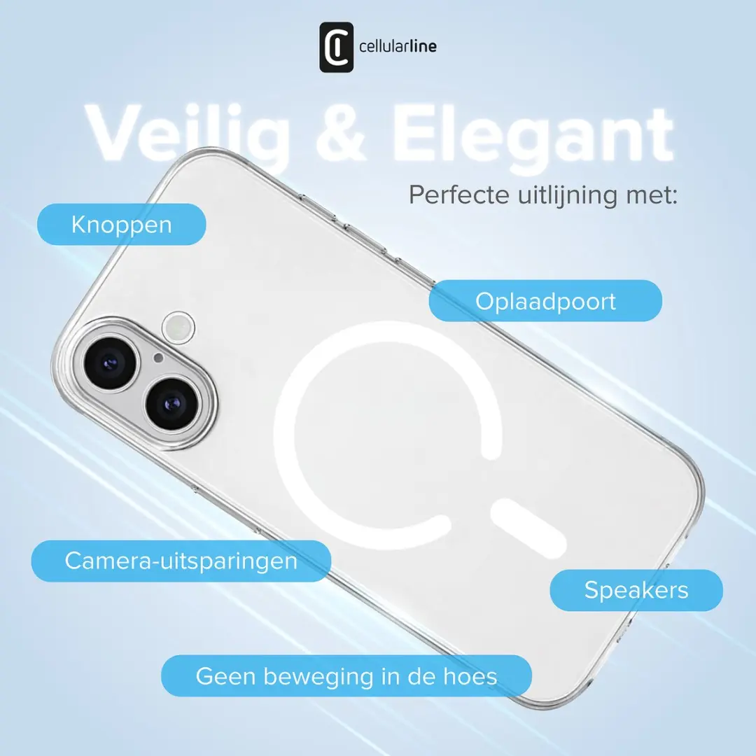 Cellularline Gloss MAG Hoesje iPhone 16 Plus - Transparant - afbeelding 4 van 6