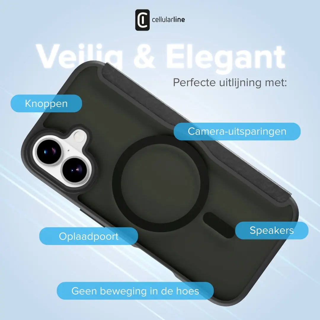 Cellularline Daily Mag Hoesje iPhone 17 - MagSafe - Zwart - afbeelding 2 van 6