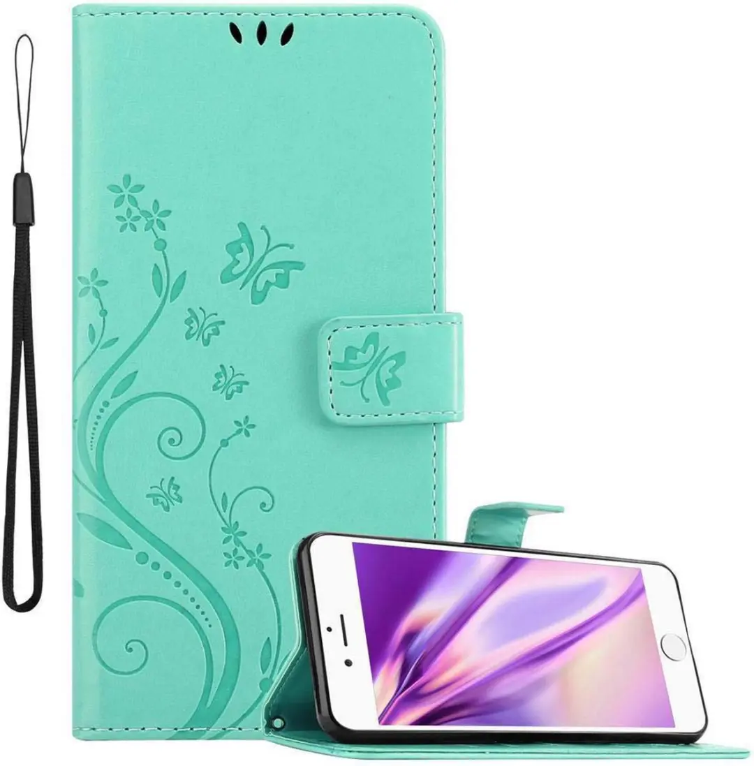 Cadorabo Hoesje geschikt voor Apple iPhone 6 / 6S in BLOEMEN TURKOOIS