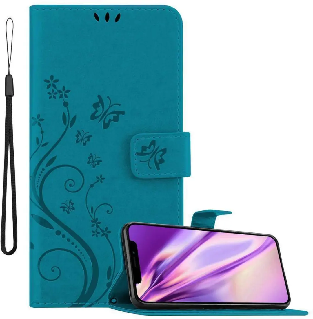 Cadorabo Hoesje geschikt voor Apple iPhone XS MAX in BLOEMEN BLAUW