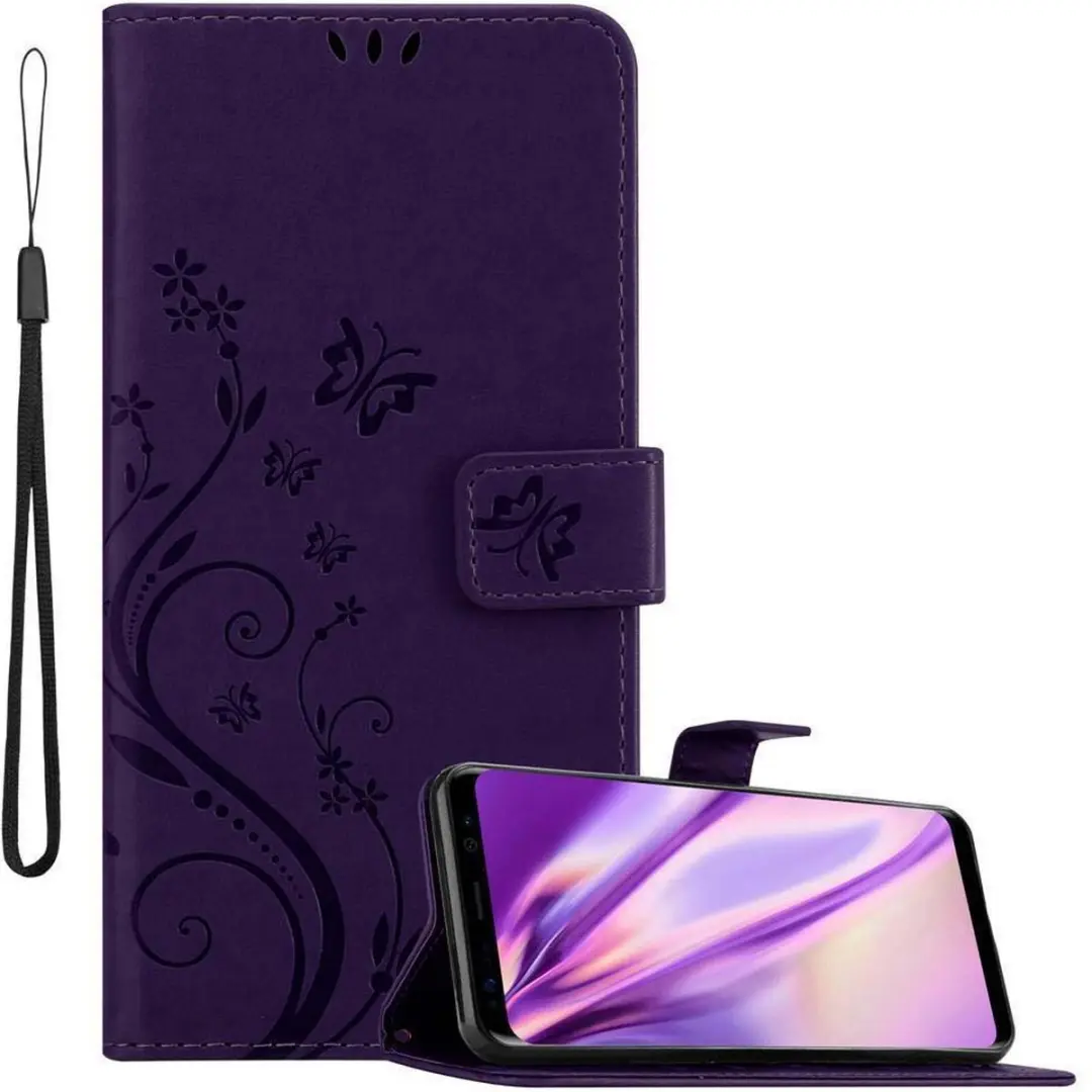 Cadorabo Hoesje geschikt voor Samsung Galaxy S8 PLUS in BLOEMEN DONKER PAARS