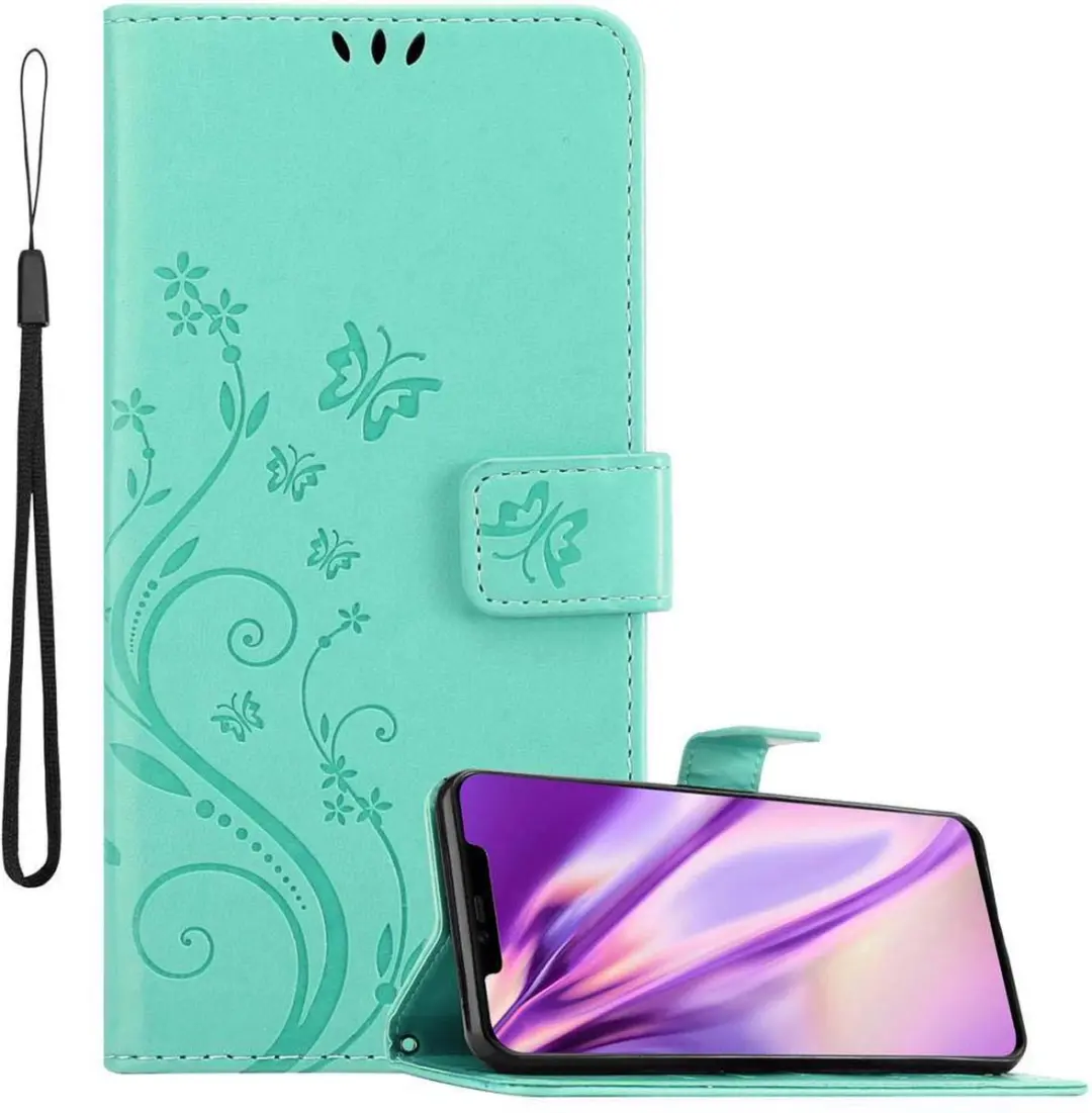 Cadorabo Hoesje geschikt voor Huawei MATE 20 PRO in BLOEMEN TURKOOIS