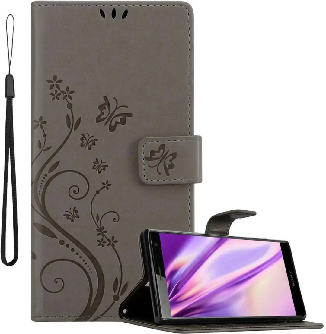 Cadorabo Hoesje geschikt voor Sony Xperia XZ2 in BLOEMEN GRIJS